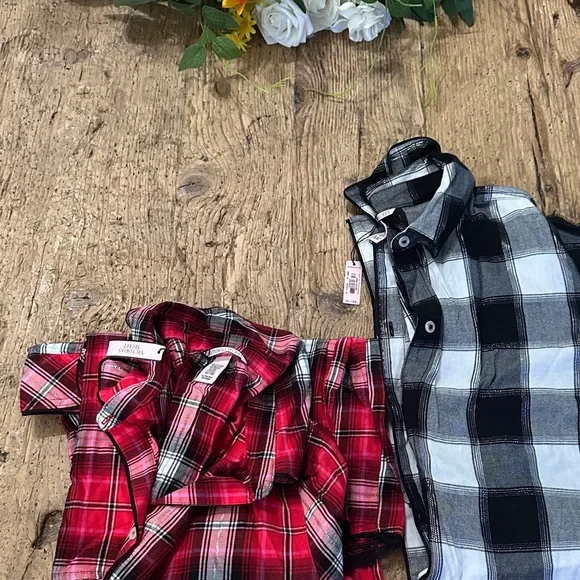 Victoria's Secret Red and Black Plaid night shirts nwt.size xl - Picture 6 of 7